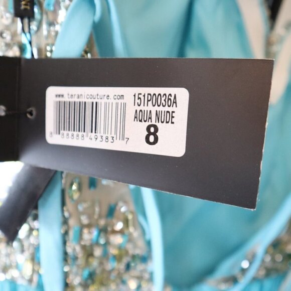 NWT Terani Couture Strapless Aqua Formal Gown $306 - Picture 12 of 13